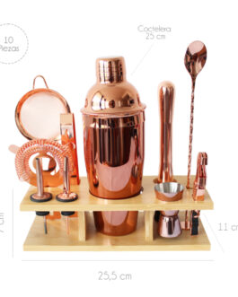 SET BARTENDER O SET BARMAN DE 10 PIEZAS COBRE INOXIDABLE