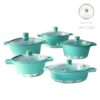 Batería de Cocina 10 Piezas Altas Granito Antiadherente Verde Agua