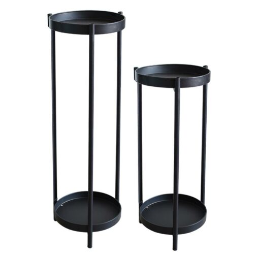 Set Pedestales Porta Macetas Macetero Set Mesitas negro