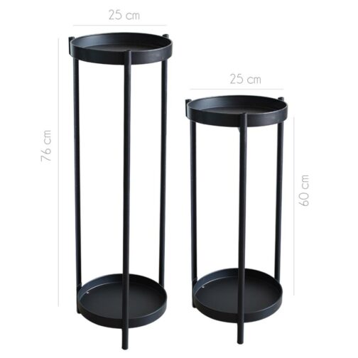 Set Pedestales Porta Macetas Macetero Set Mesitas negro - Imagen 4