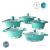 Batería de Cocina 10 Piezas Altas Granito Antiadherente Verde Agua - Imagen 3
