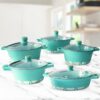 Batería de Cocina 10 Piezas Altas Granito Antiadherente Verde Agua - Imagen 4