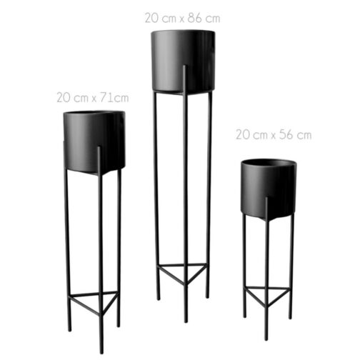 Macetero Macetas Pedestal Negro Set de 3 Piezas - Imagen 5