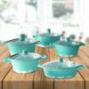 Batería de Cocina 10 Piezas Altas Granito Antiadherente Verde Agua - Imagen 5