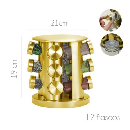 Especiero para Condimentos Dorado 12 piezas - Imagen 2