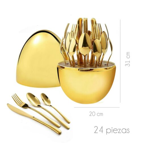 Juego de Cubiertos Dorado 24 piezas Decorativo Huevo - Imagen 2