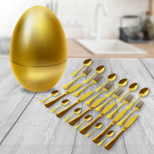 Juego de Cubiertos Dorado 24 piezas Decorativo Huevo - Imagen 3