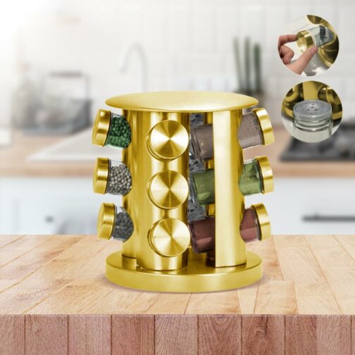 Especiero para Condimentos Dorado 12 piezas - Imagen 3