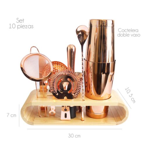 Set Bartender Coctelera Cobre 10 piezas Moderna - Imagen 2