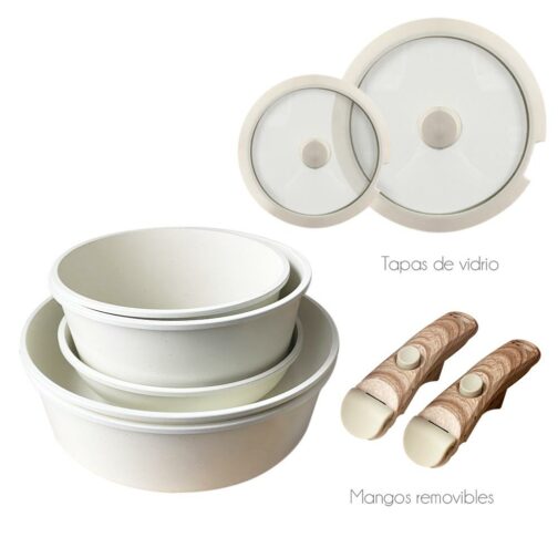 JUEGO DE OLLAS Y SARTENES CON MANGO DESMONTABLE - Imagen 2