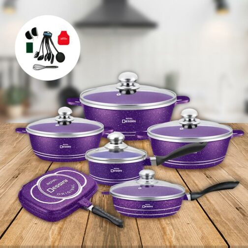 Juego de Ollas Granito Bateria Cocina 23 piezas Morada - Imagen 3