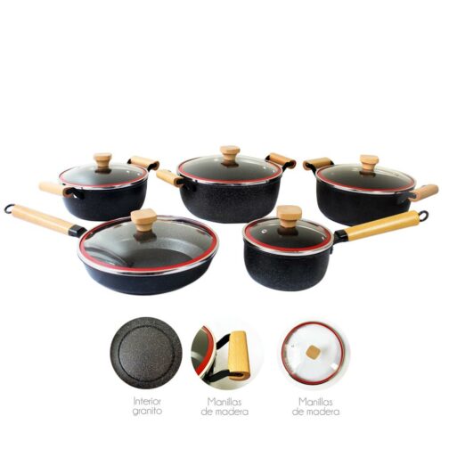 Juego de Ollas Ceramica Granito 10 piezas - Imagen 3