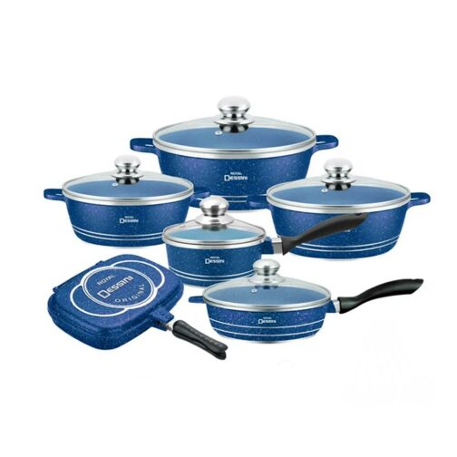 Juego de Ollas Granito Bateria de Cocina 23 piezas Azul